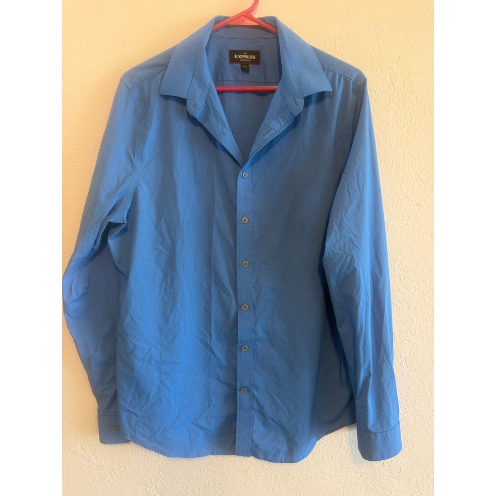 Express Performance Slim Fit Shirt Mens Medium Blue Stretch Moisture Wicking